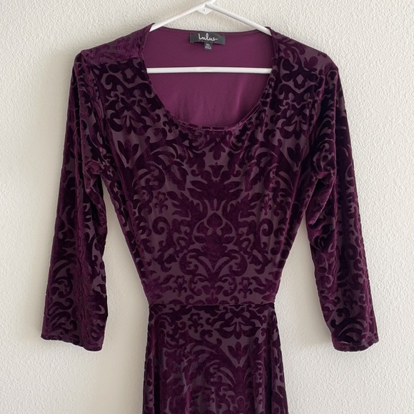 Perfect Night Plum Purple Velvet Print Maxi Dress - Picture 2 of 14